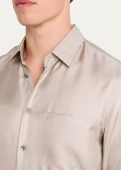 Giorgio ArmaniMen's Solid Silk Dress Shirt