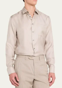 Giorgio ArmaniMen's Solid Silk Dress Shirt