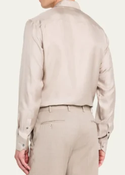 Giorgio ArmaniMen's Solid Silk Dress Shirt