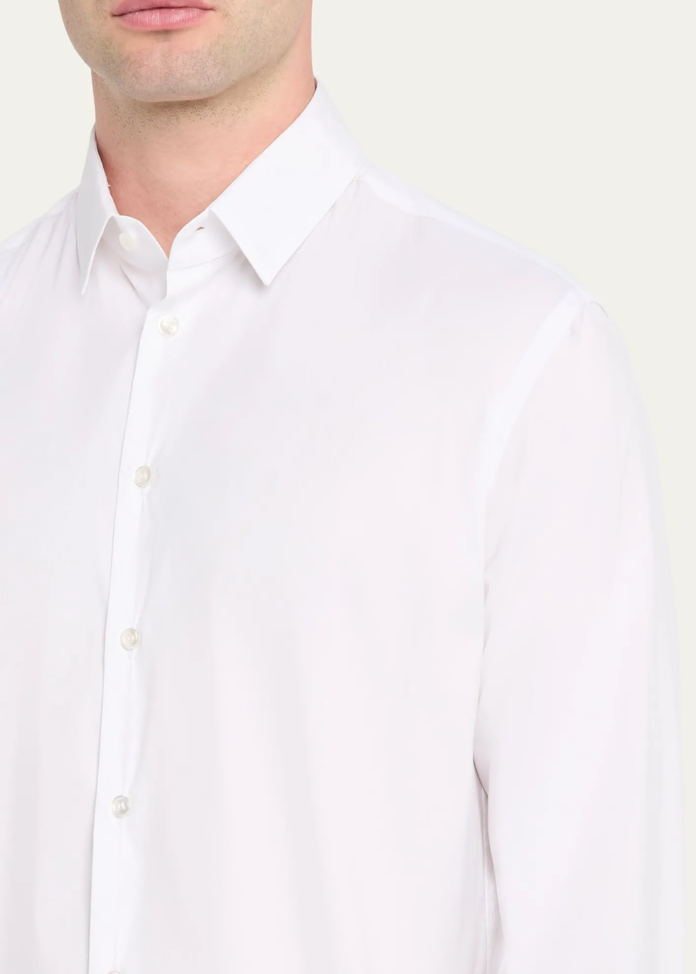 Giorgio ArmaniMen's Solid Stretch Poplin Sport Shirt