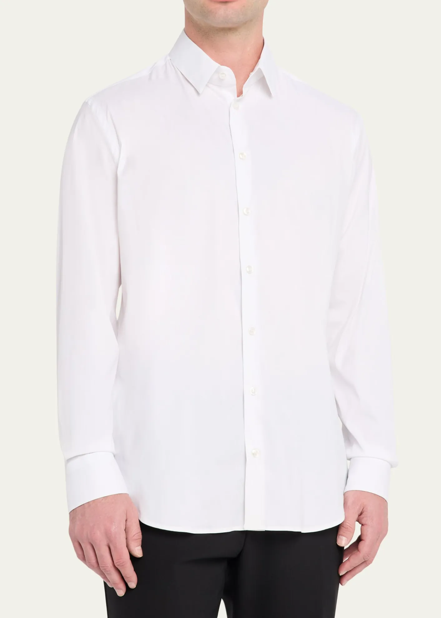 Giorgio ArmaniMen's Solid Stretch Poplin Sport Shirt