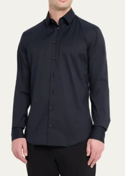 Giorgio ArmaniMen's Solid Stretch Poplin Sport Shirt