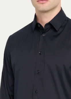 Giorgio ArmaniMen's Solid Stretch Poplin Sport Shirt
