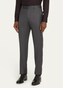 Giorgio ArmaniMen's Solid Wool Flat-Front Trousers