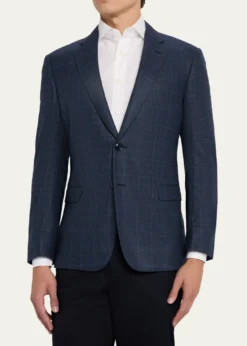 Giorgio ArmaniMen's Subtle Grid Wool Blend Sport Coat