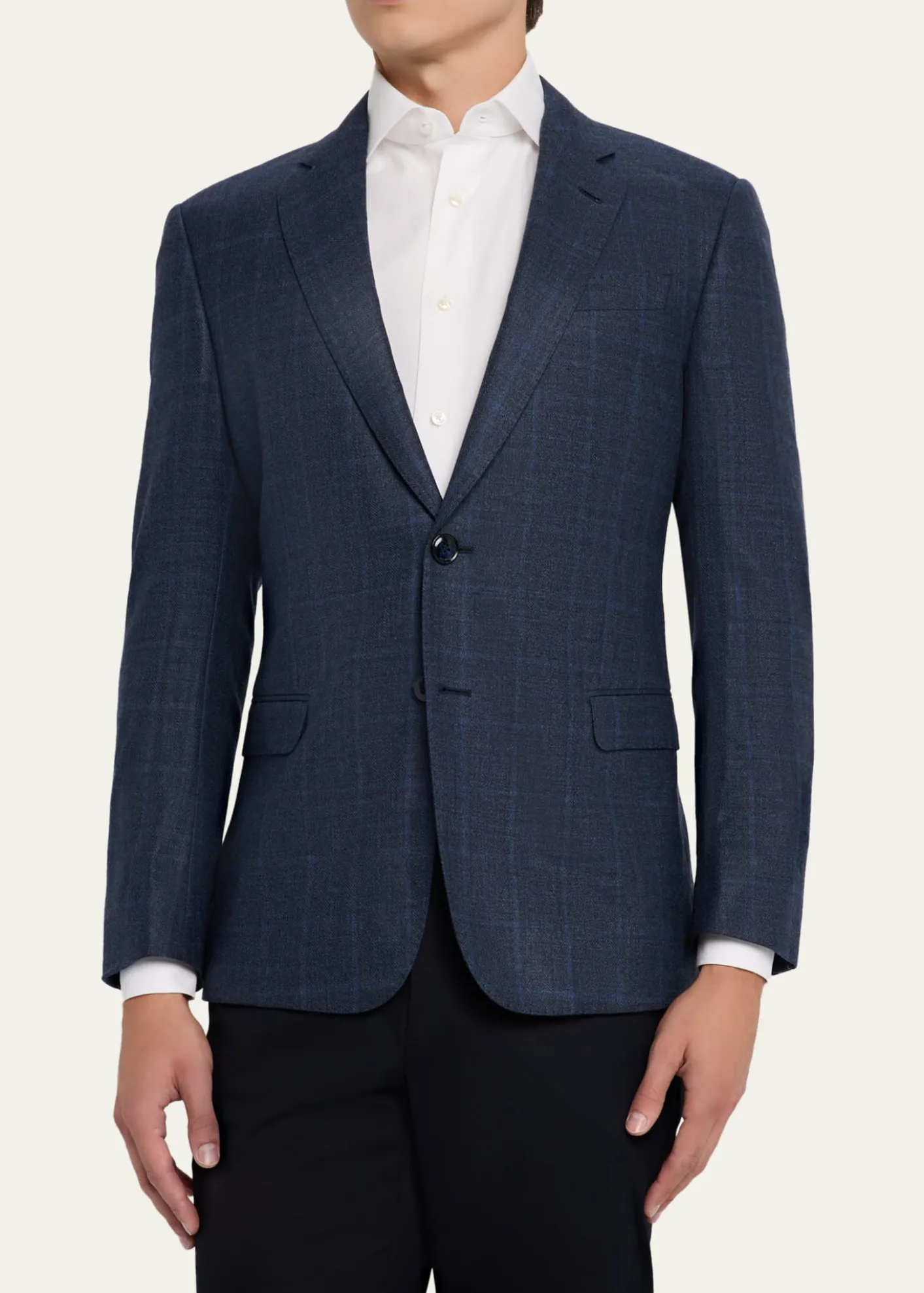 Giorgio ArmaniMen's Subtle Grid Wool Blend Sport Coat