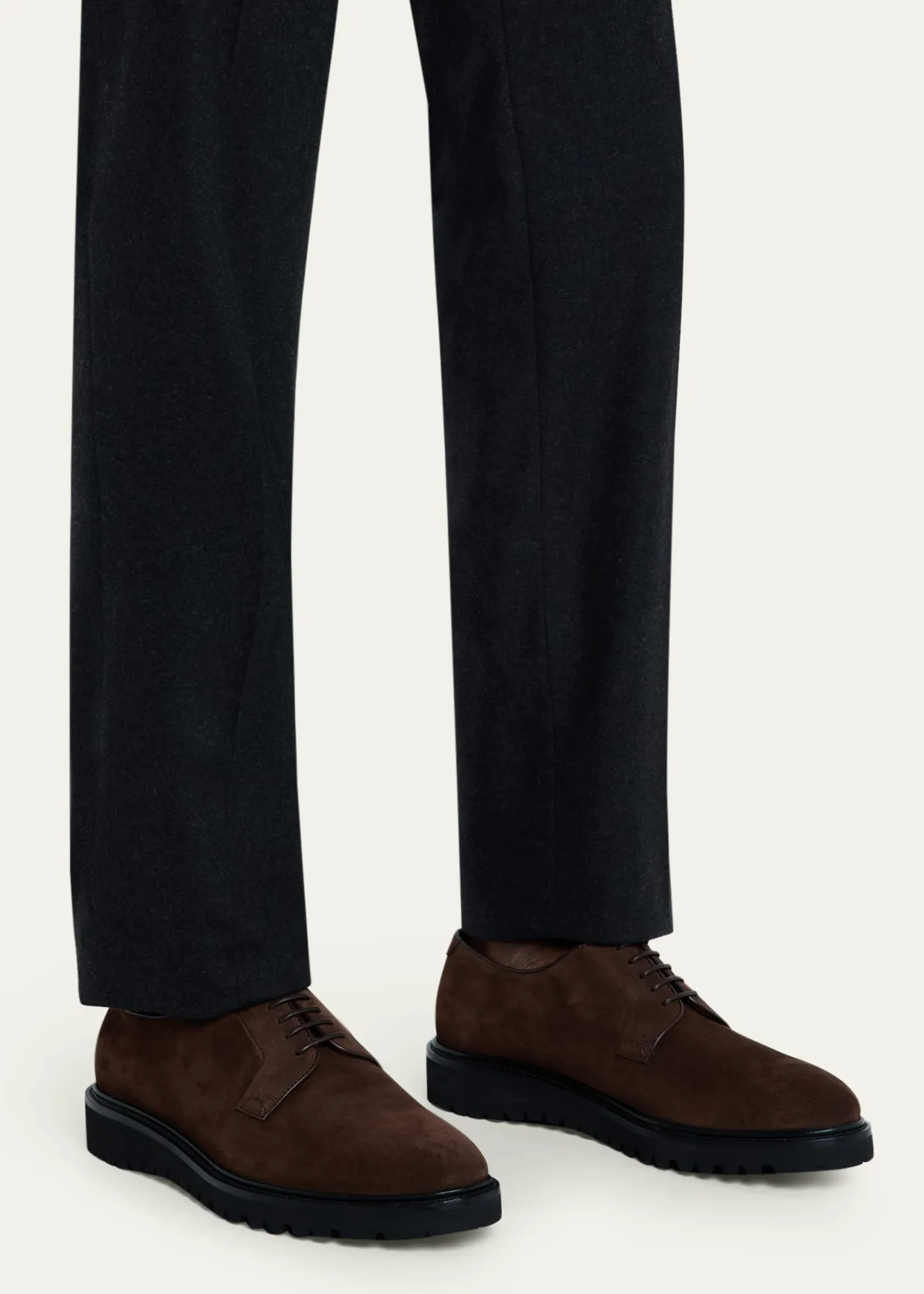 Giorgio ArmaniMen's Suede Rubber-Sole Derby Shoes