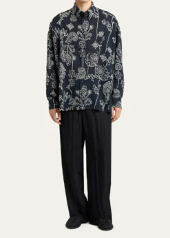 Giorgio ArmaniMen's Textured Cotton Linework Button-Down Shirt