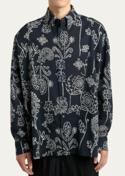 Giorgio ArmaniMen's Textured Cotton Linework Button-Down Shirt
