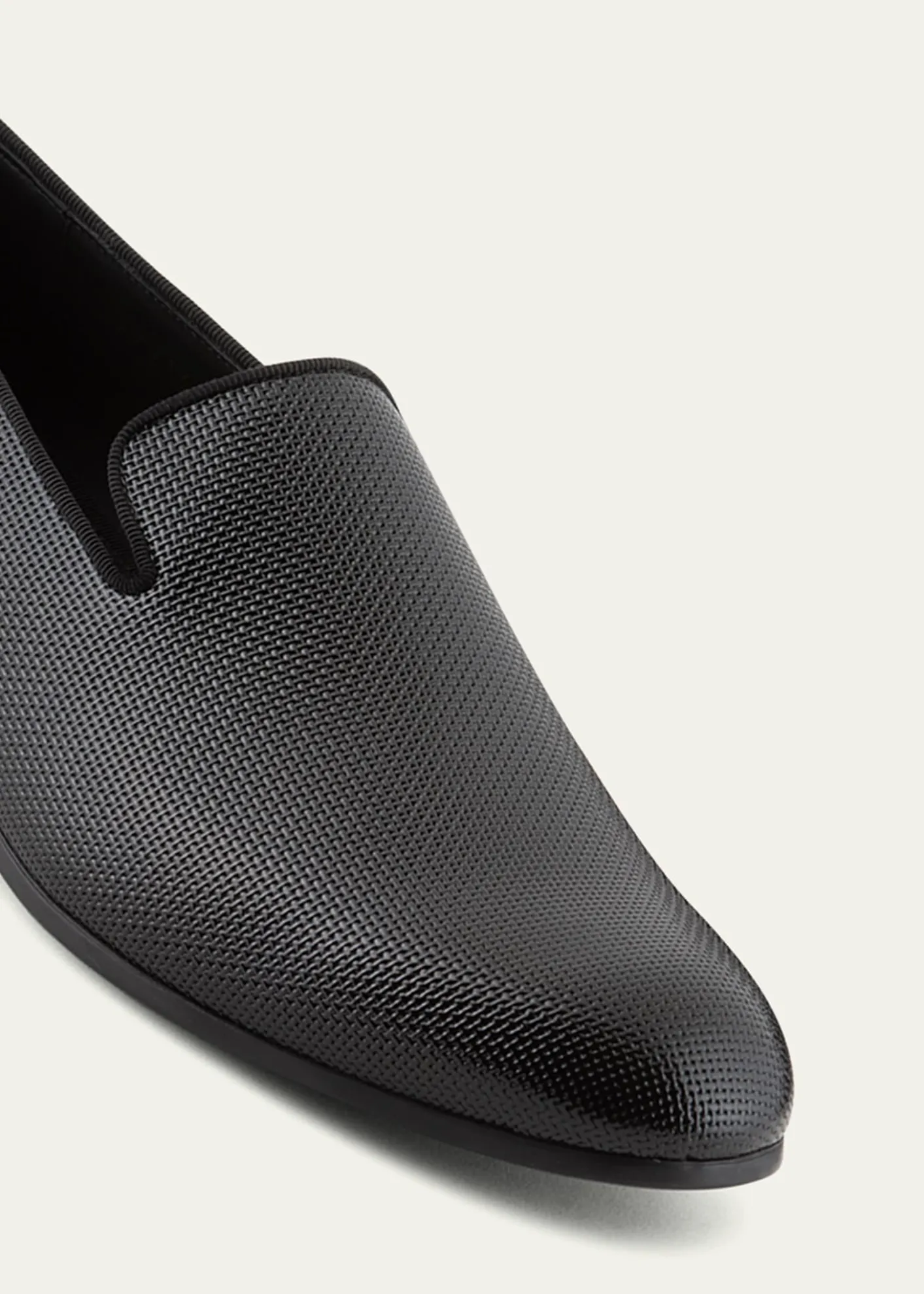 Giorgio ArmaniMen's Textured Leather Grosgrain-Trim Loafers