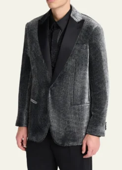 Giorgio ArmaniMen's Velvet-Effect Peak Lapel Dinner Jacket