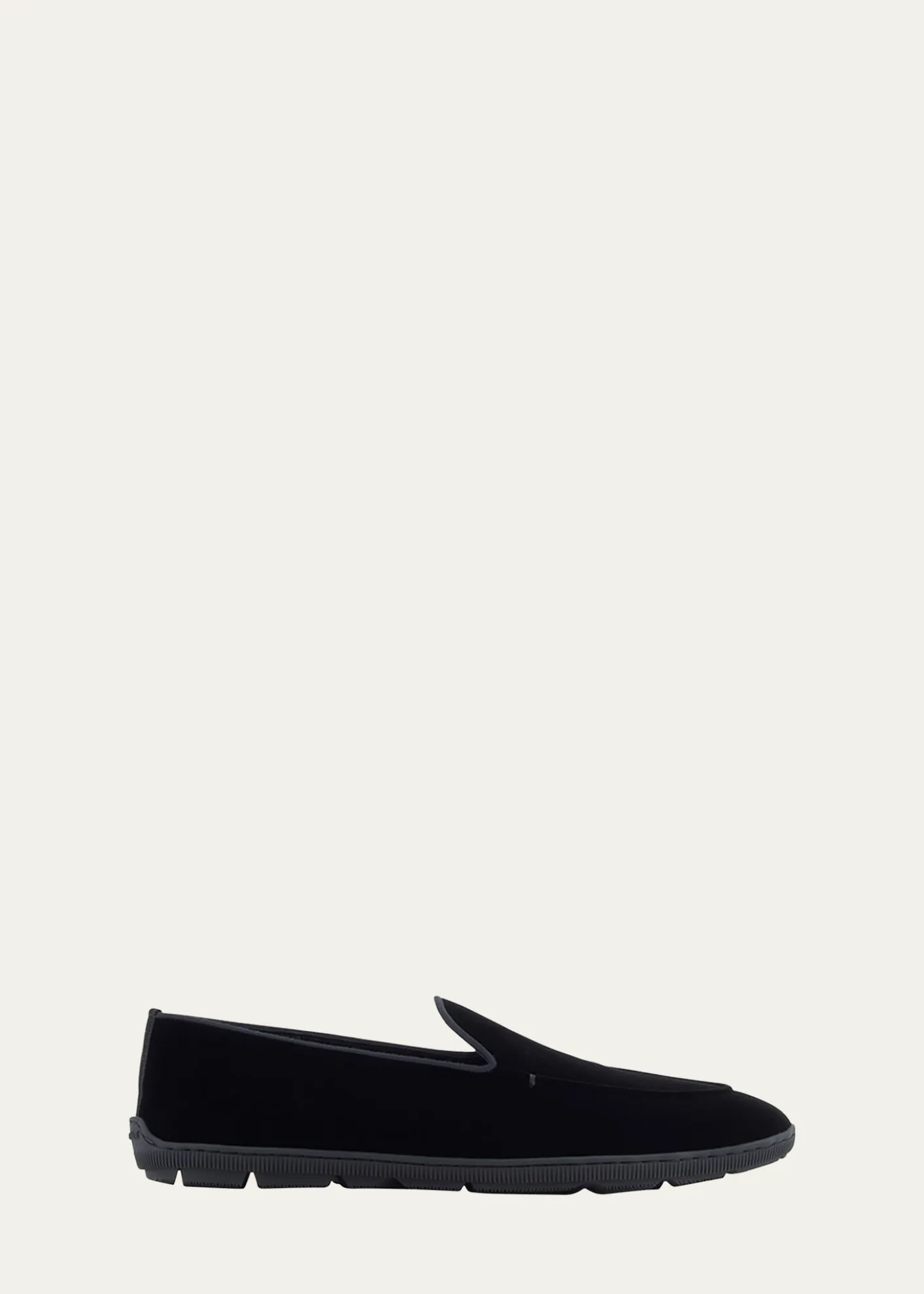 Giorgio ArmaniMen's Velvet Rubber-Sole Slipper Loafers
