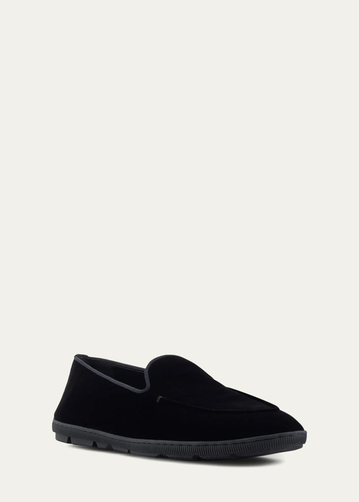 Giorgio ArmaniMen's Velvet Rubber-Sole Slipper Loafers