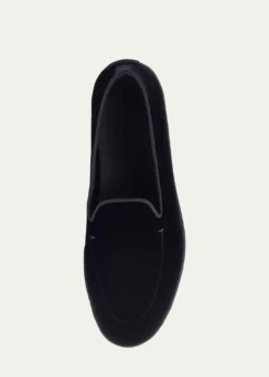 Giorgio ArmaniMen's Velvet Rubber-Sole Slipper Loafers