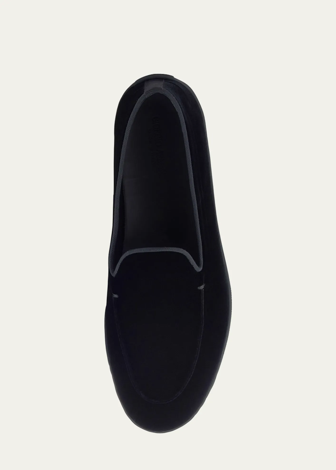 Giorgio ArmaniMen's Velvet Rubber-Sole Slipper Loafers