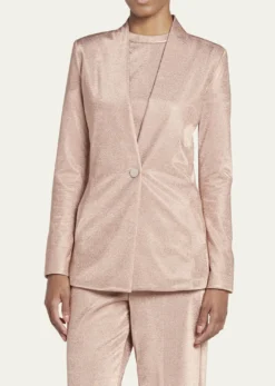 Giorgio ArmaniMetallic Bonded Jersey One-Button Blazer