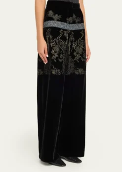Giorgio ArmaniMetallic Embroidered Velvet Wide-Leg Trousers
