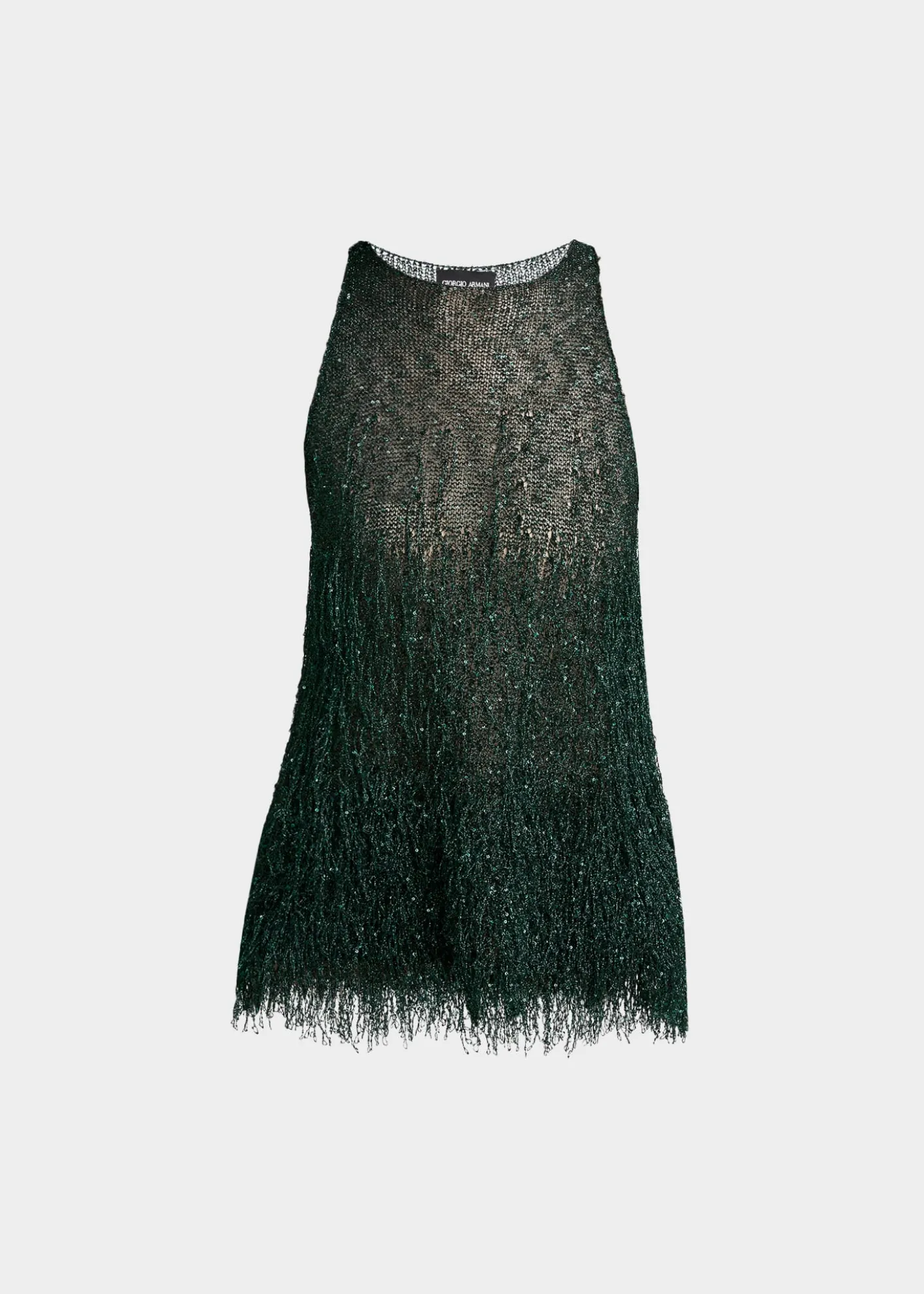 Giorgio ArmaniMetallic Fringe Knit Sleeveless Blouse