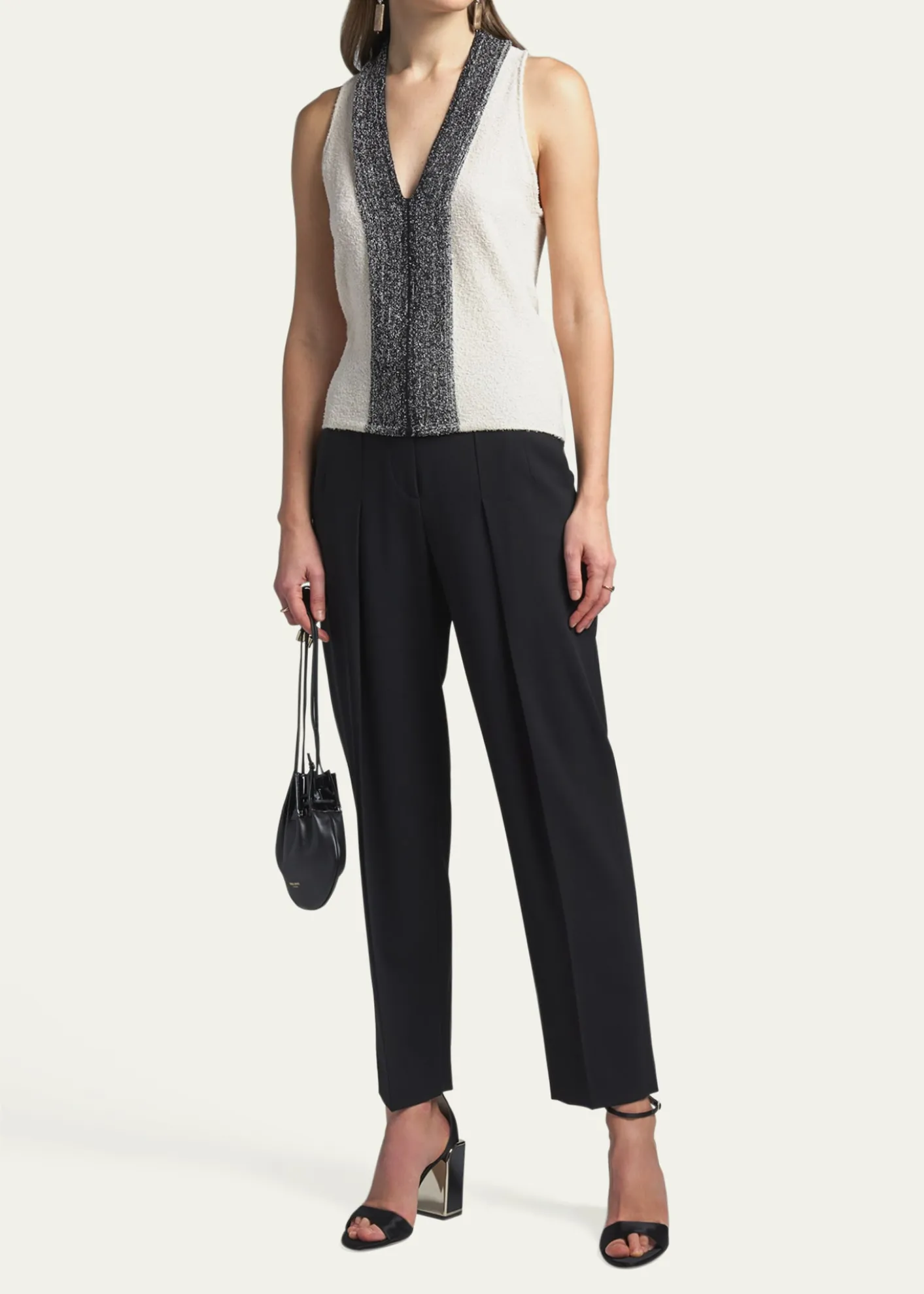 Giorgio ArmaniMetallic-Front Boucle Knit Tank Top