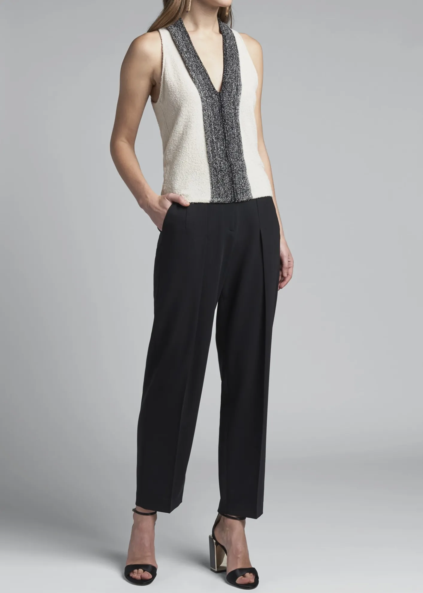 Giorgio ArmaniMetallic-Front Boucle Knit Tank Top