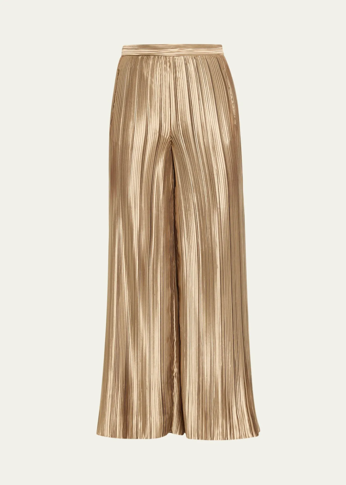 Giorgio ArmaniMetallic Plisse Satin Wide-Leg Pants