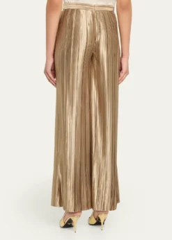 Giorgio ArmaniMetallic Plisse Satin Wide-Leg Pants