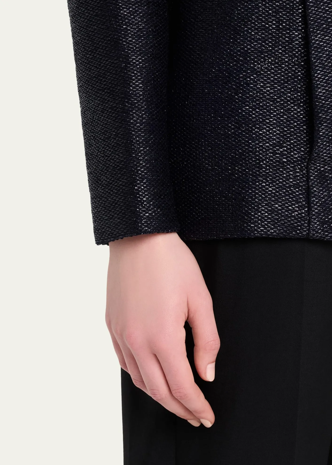 Giorgio ArmaniMetallic Raffia Single-Breasted Jacket
