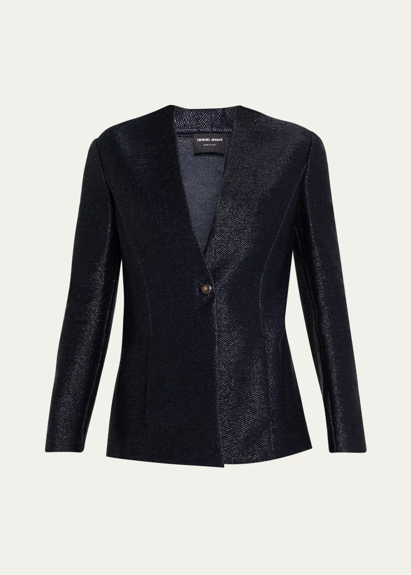 Giorgio ArmaniMetallic Raffia Single-Breasted Jacket