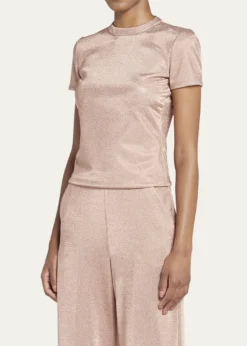 Giorgio ArmaniMetallic Short-Sleeve Bonded Jersey Tee