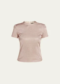 Giorgio ArmaniMetallic Short-Sleeve Bonded Jersey Tee