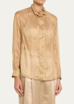 Giorgio ArmaniMetallic Silk Button-Down Shirt