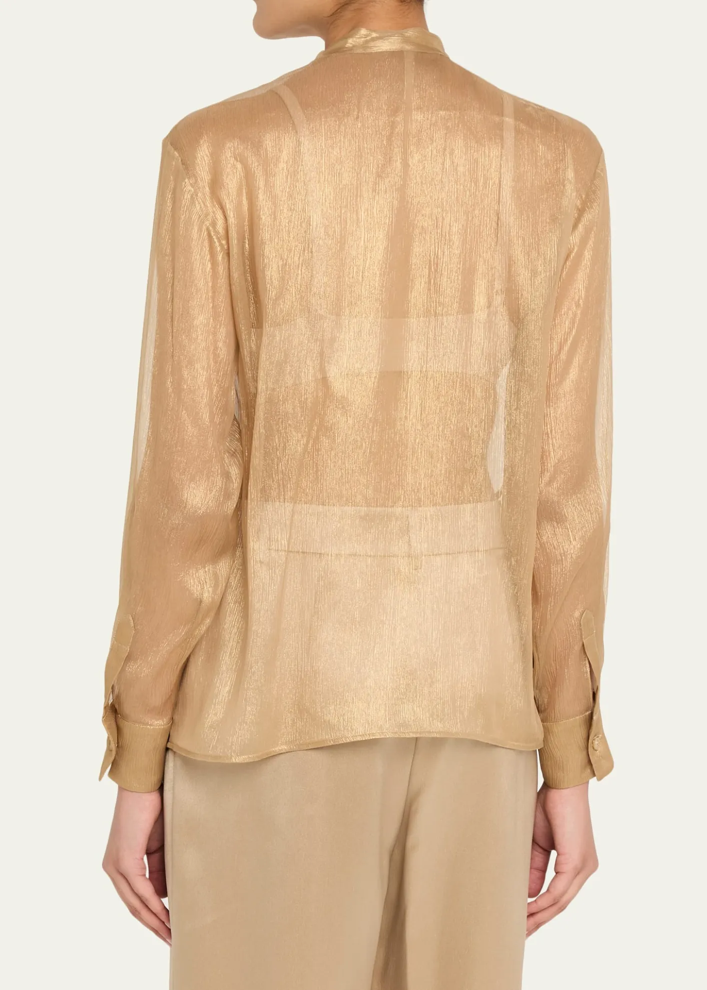 Giorgio ArmaniMetallic Silk Button-Down Shirt