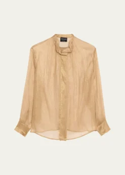 Giorgio ArmaniMetallic Silk Button-Down Shirt