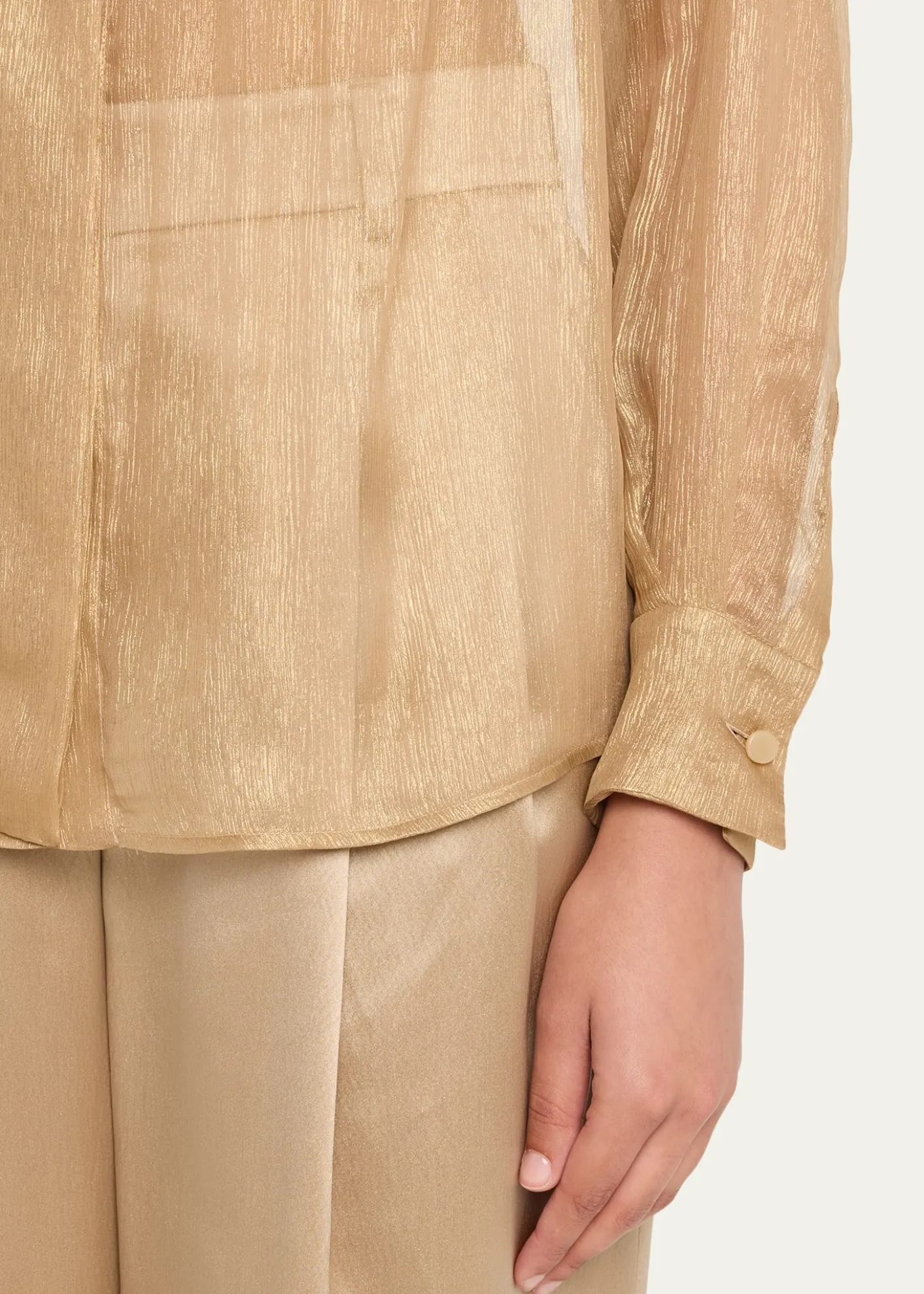 Giorgio ArmaniMetallic Silk Button-Down Shirt