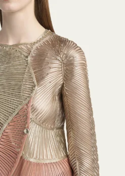 Giorgio ArmaniMetallic Soutache Two-Tone Leather Jacket