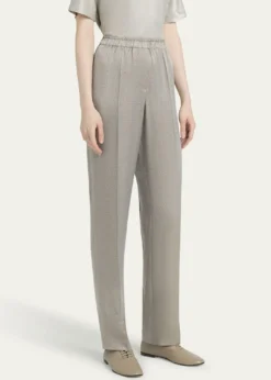 Giorgio ArmaniMicro Jacquard Straight-Leg Pull-On Trousers