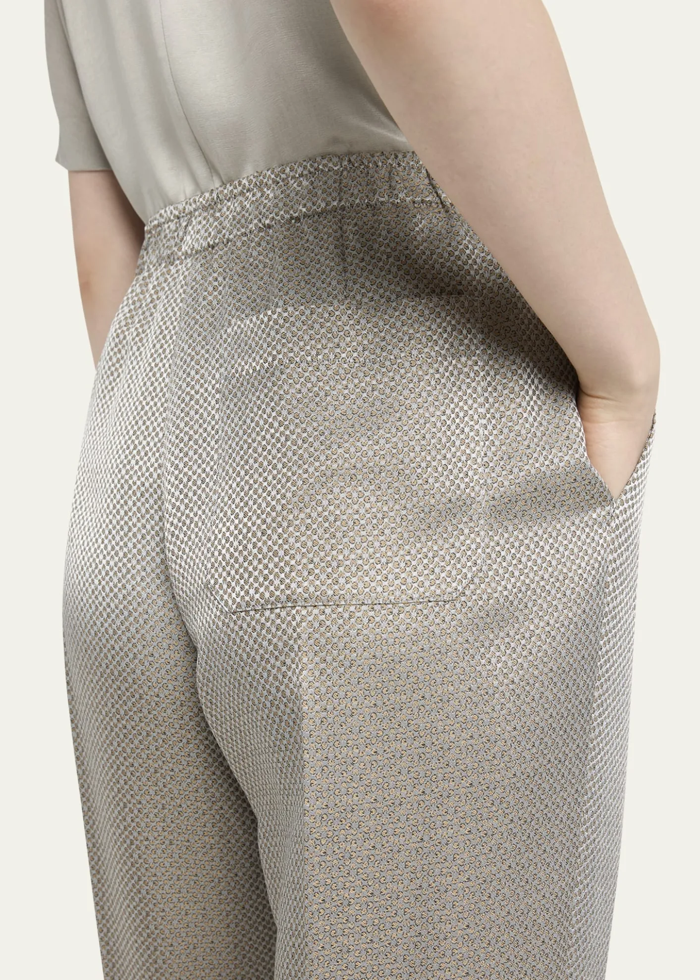 Giorgio ArmaniMicro Jacquard Straight-Leg Pull-On Trousers