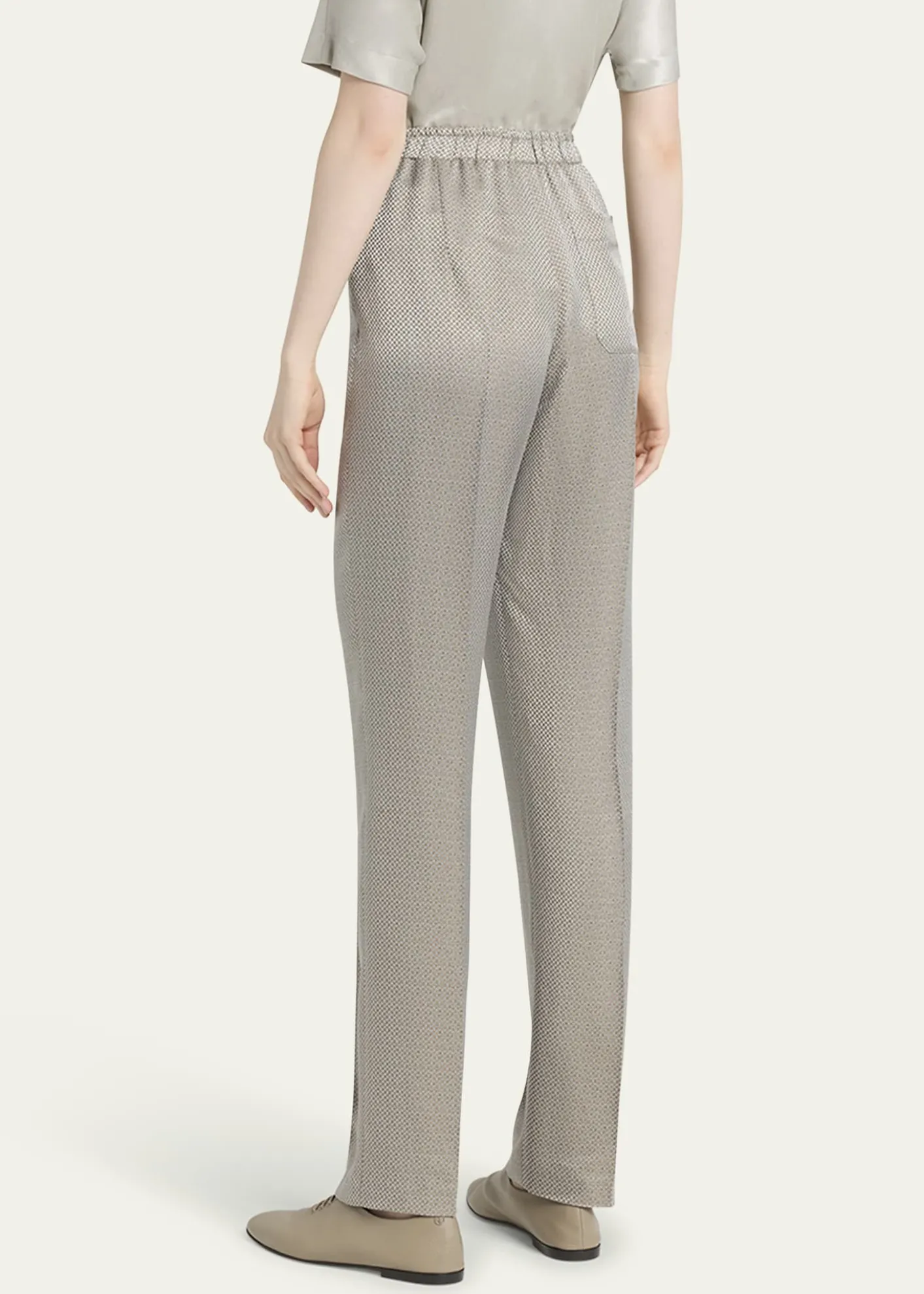 Giorgio ArmaniMicro Jacquard Straight-Leg Pull-On Trousers