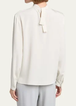 Giorgio ArmaniNeck-Tie Long-Sleeve Silk Top