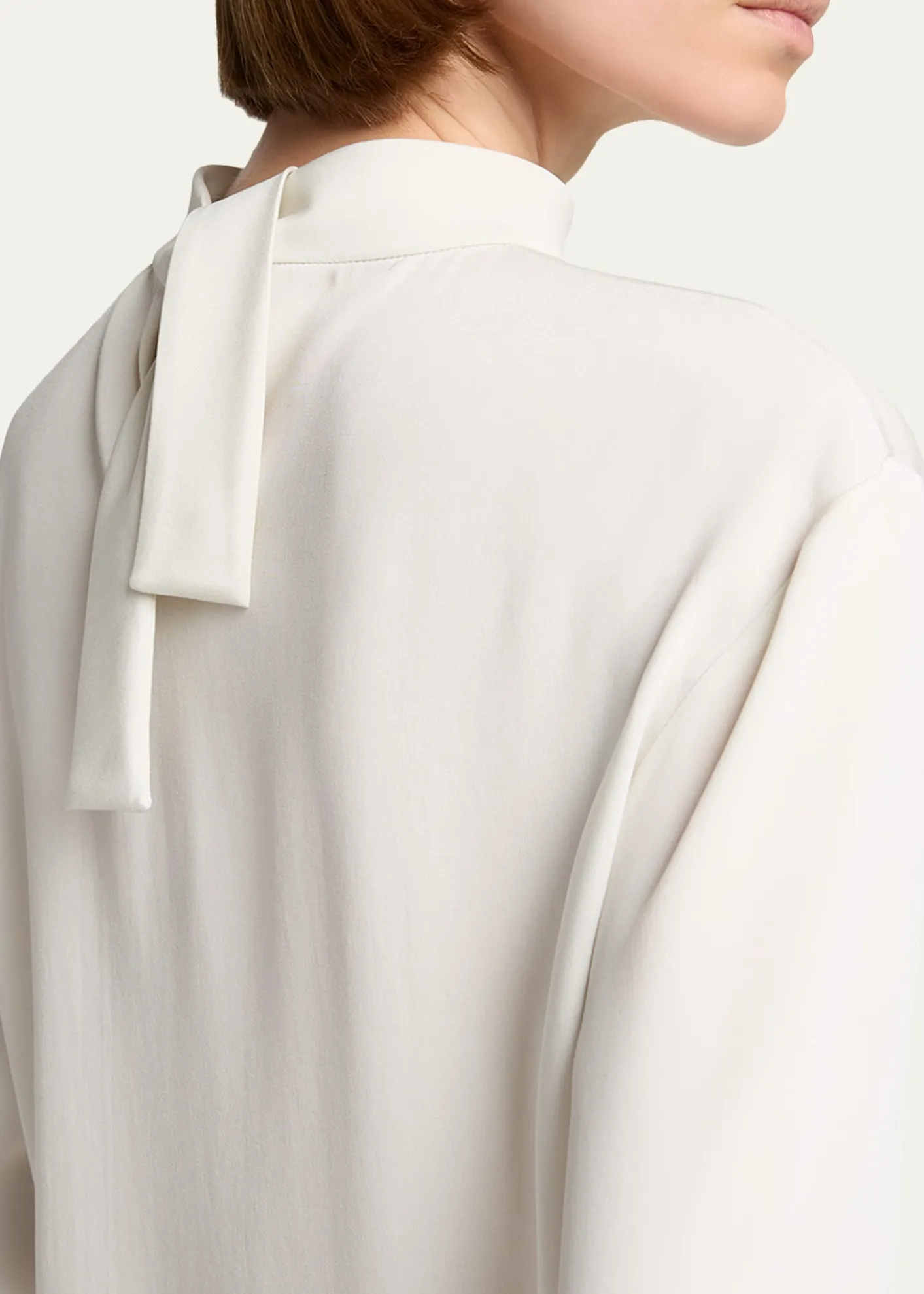 Giorgio ArmaniNeck-Tie Long-Sleeve Silk Top