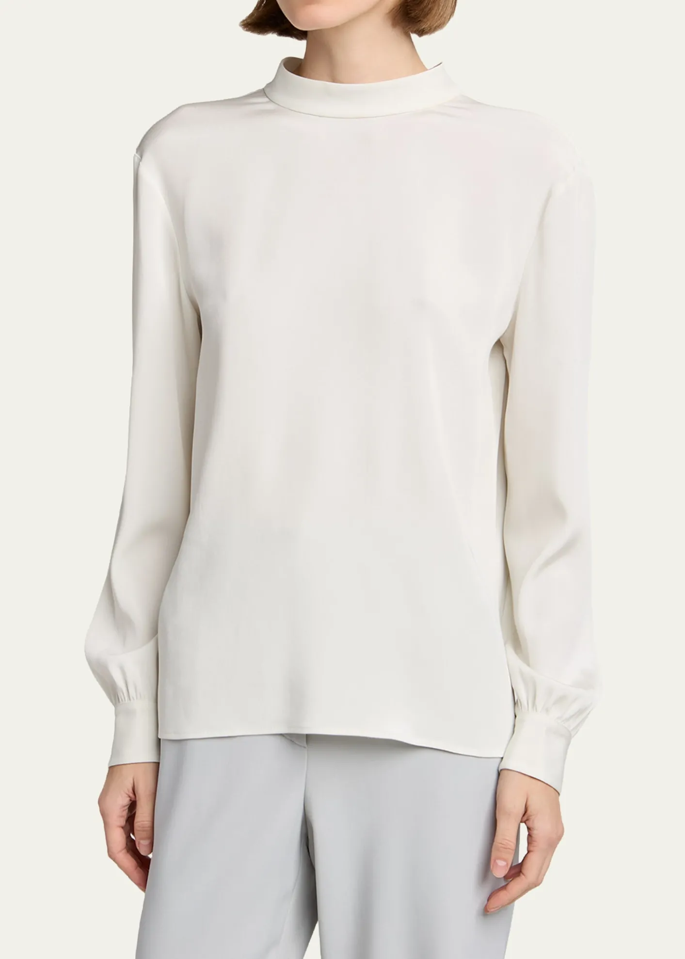Giorgio ArmaniNeck-Tie Long-Sleeve Silk Top