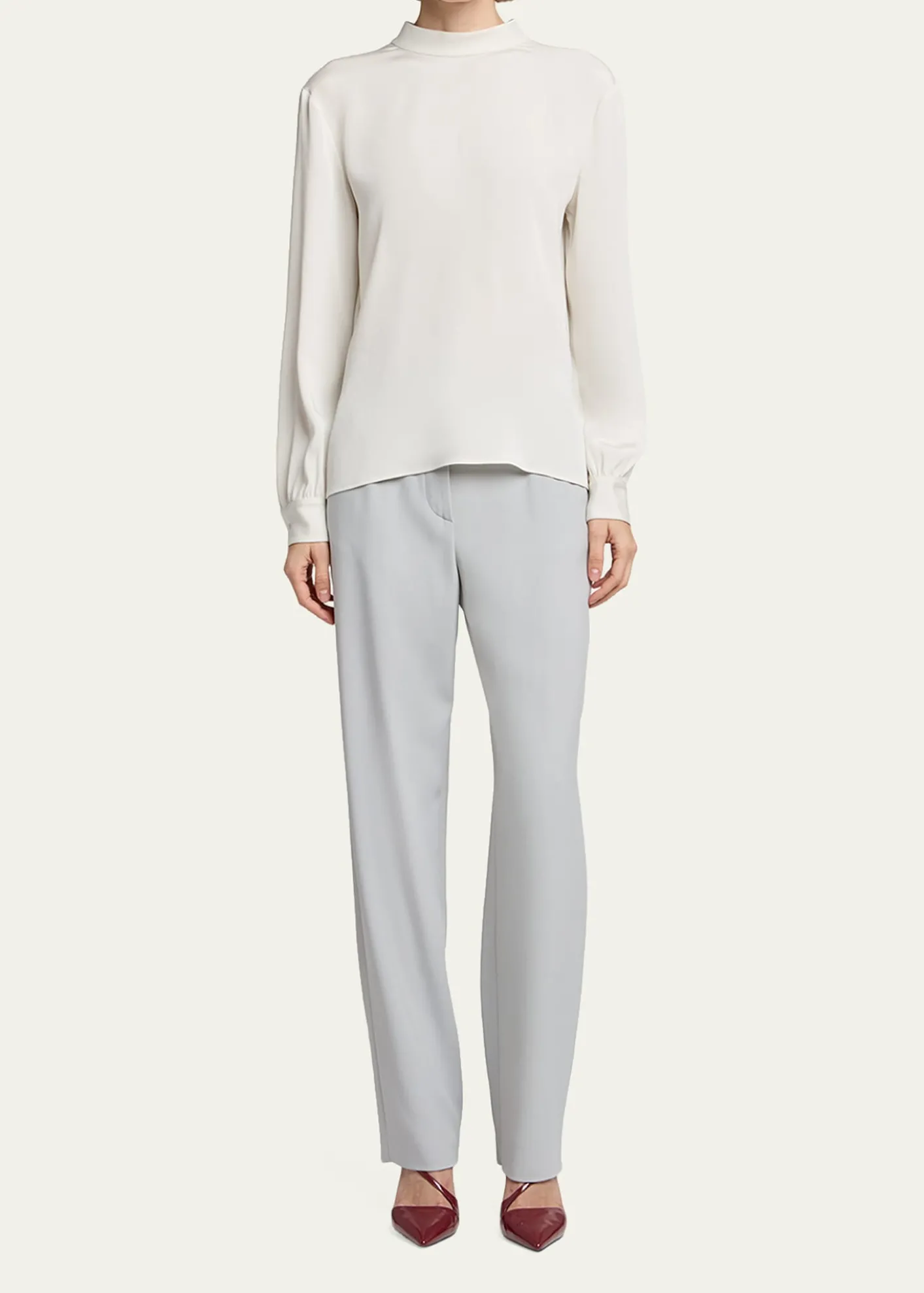 Giorgio ArmaniNeck-Tie Long-Sleeve Silk Top