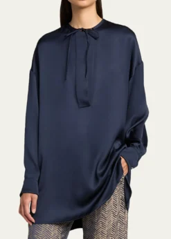 Giorgio ArmaniNeck-Tie Silk Oversized Tunic Shirt