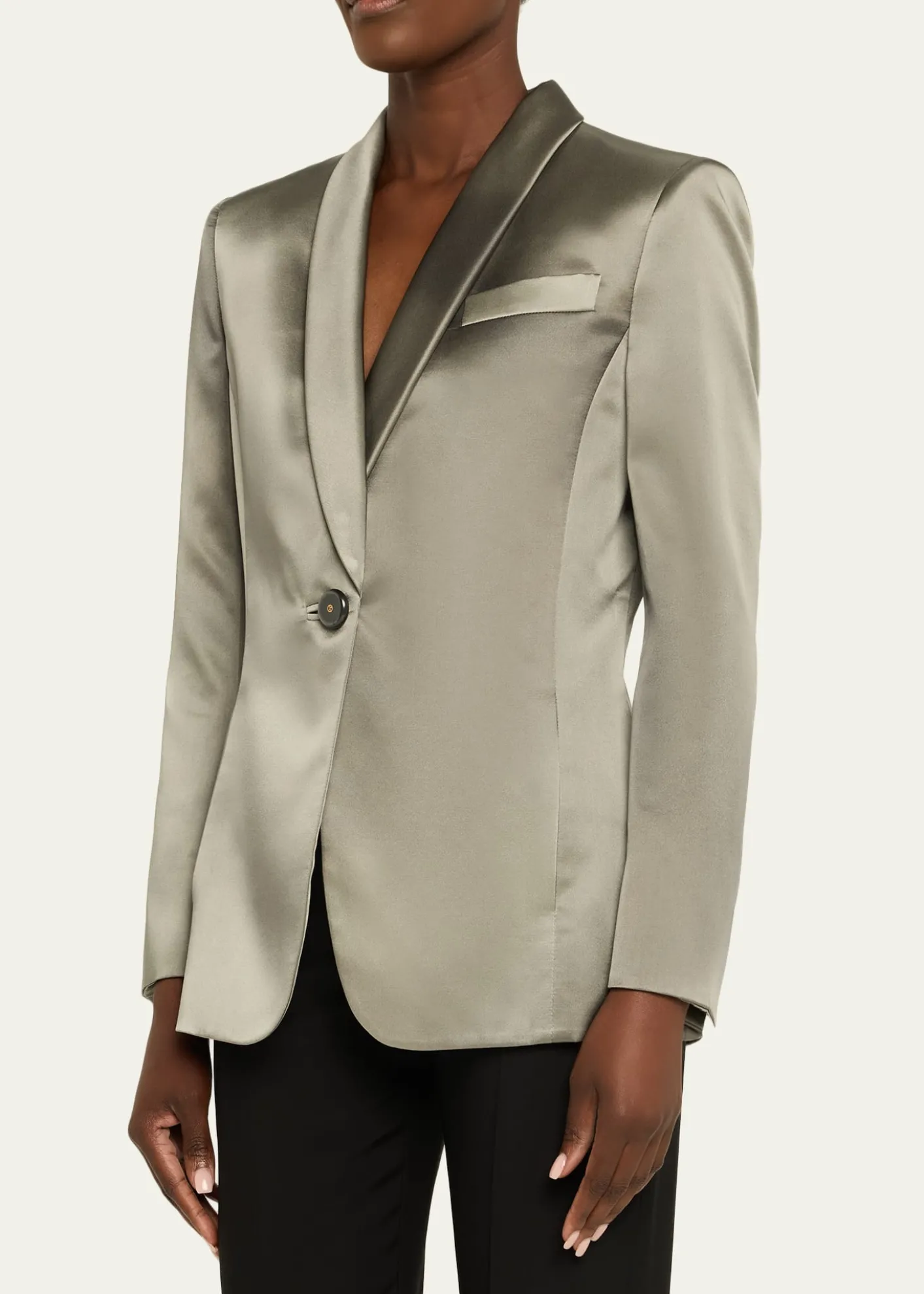 Giorgio ArmaniOmbre Satin Single-Breasted Blazer