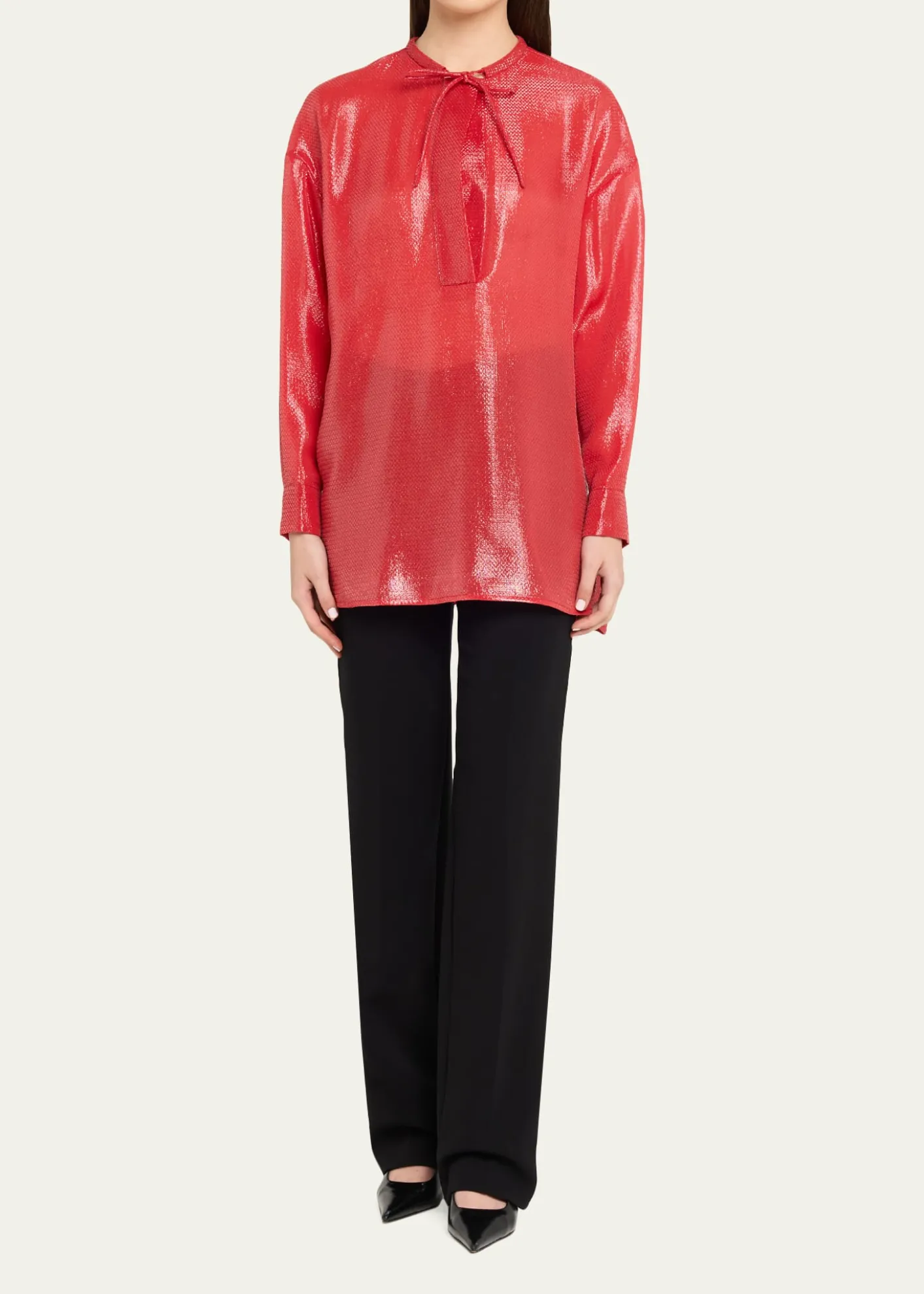 Giorgio ArmaniOversized Shiny Silk-Blend Tunic