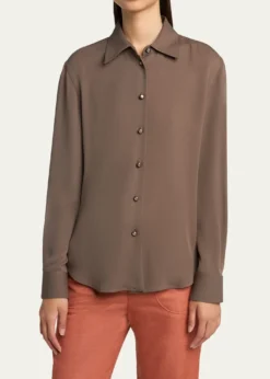 Giorgio ArmaniPearly Buttoned Silk Georgette Shirt