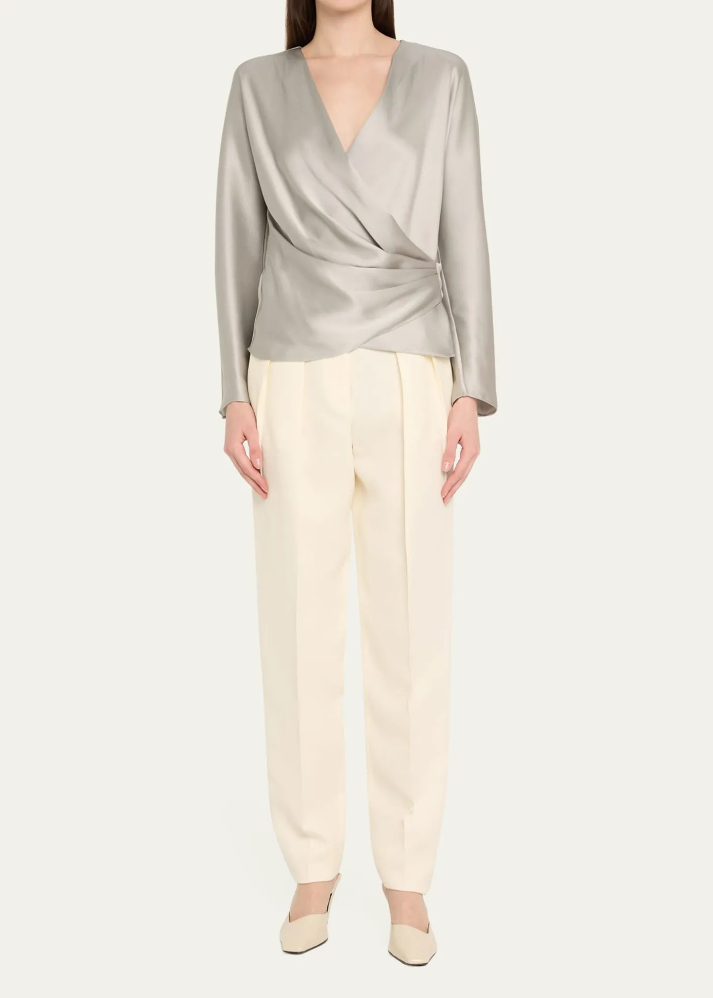 Giorgio ArmaniPleated Cady Straight-Leg Tuxedo Trousers