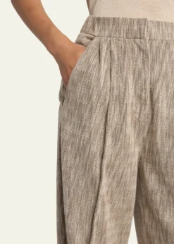 Giorgio ArmaniPleated Cotton Jacquard Tapered-Leg Trousers