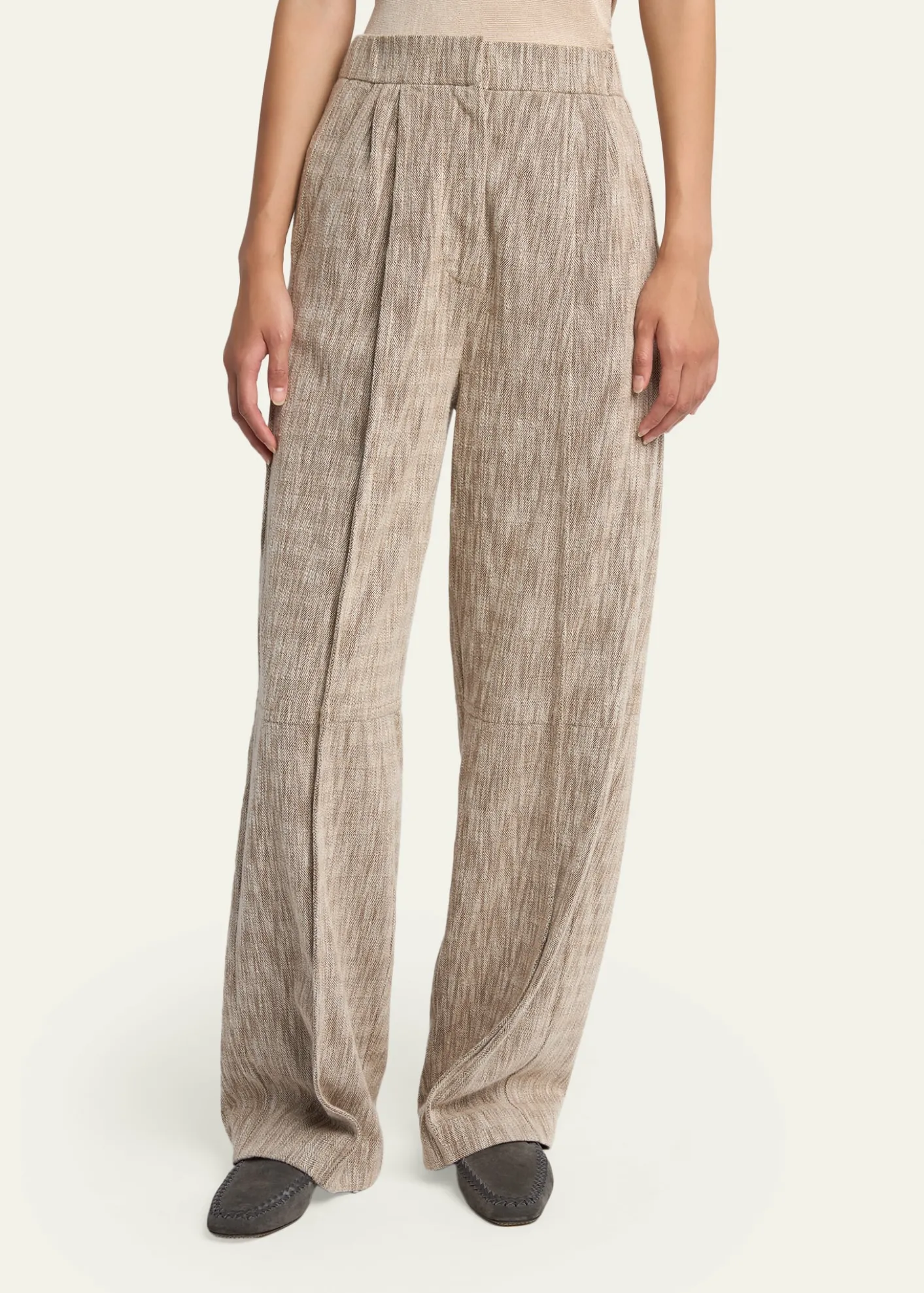 Giorgio ArmaniPleated Cotton Jacquard Tapered-Leg Trousers