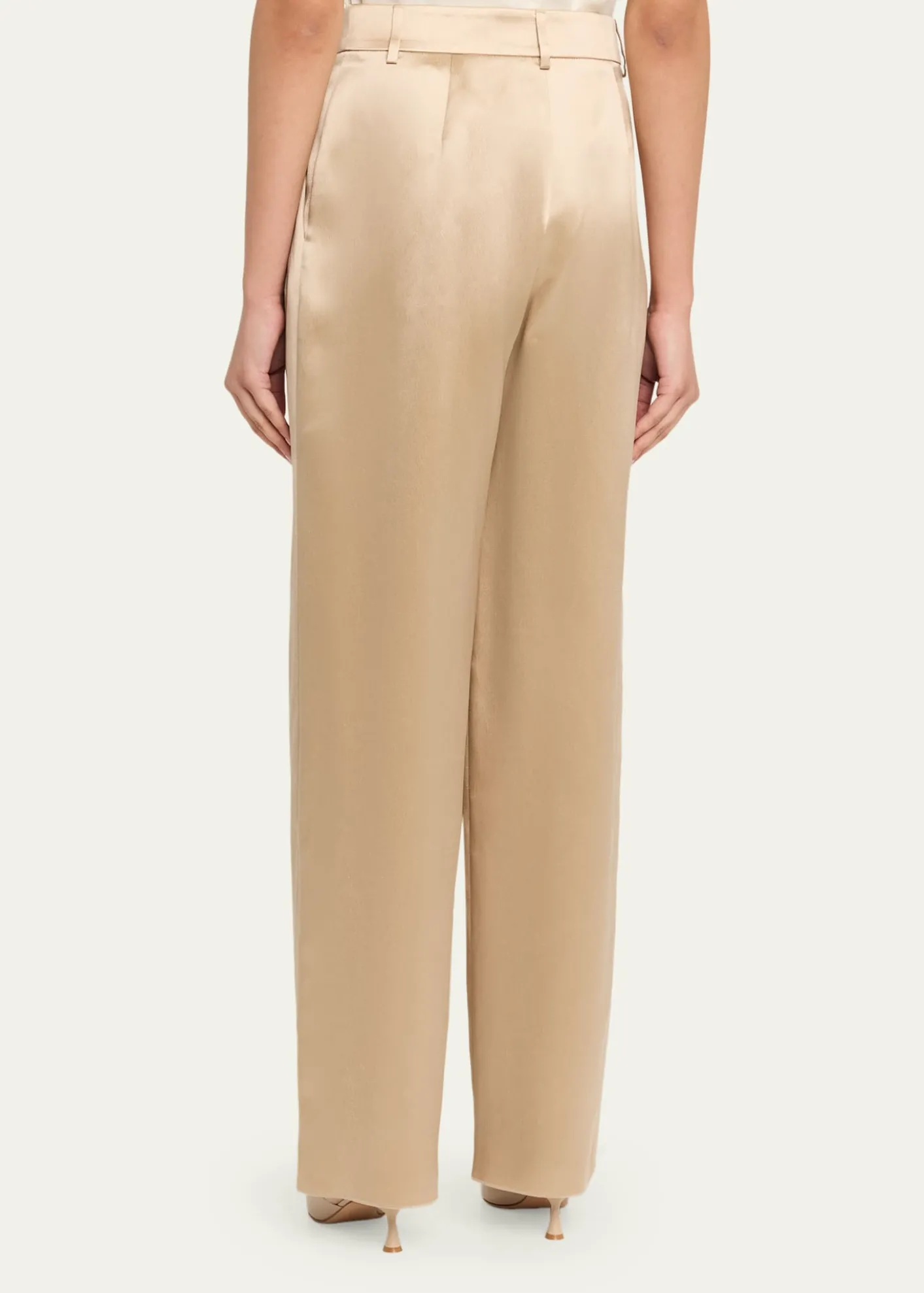 Giorgio ArmaniPleated Satin Straight-Leg Pants